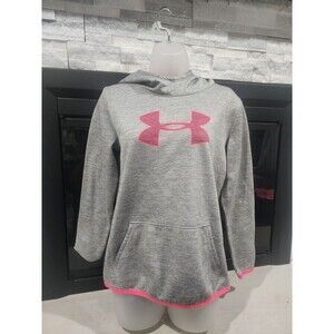 Girls Under Armour Youth XL Grey Pink Hoodie Coldgear